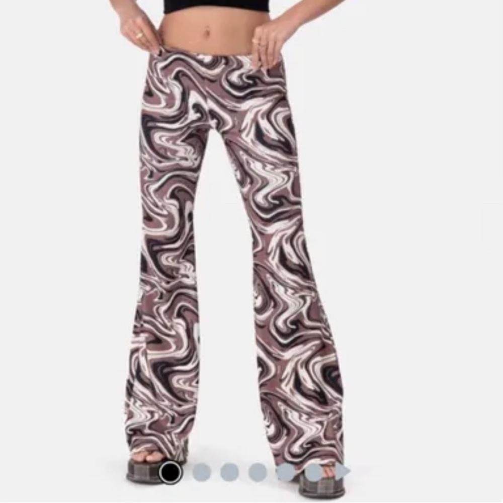 Adika brown and white swirl flare pants